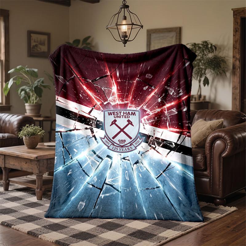 West Ham United Football Print Flannel Blanket Soft Warm Sofa Bed Throw Blanket For Home Office Bedroom