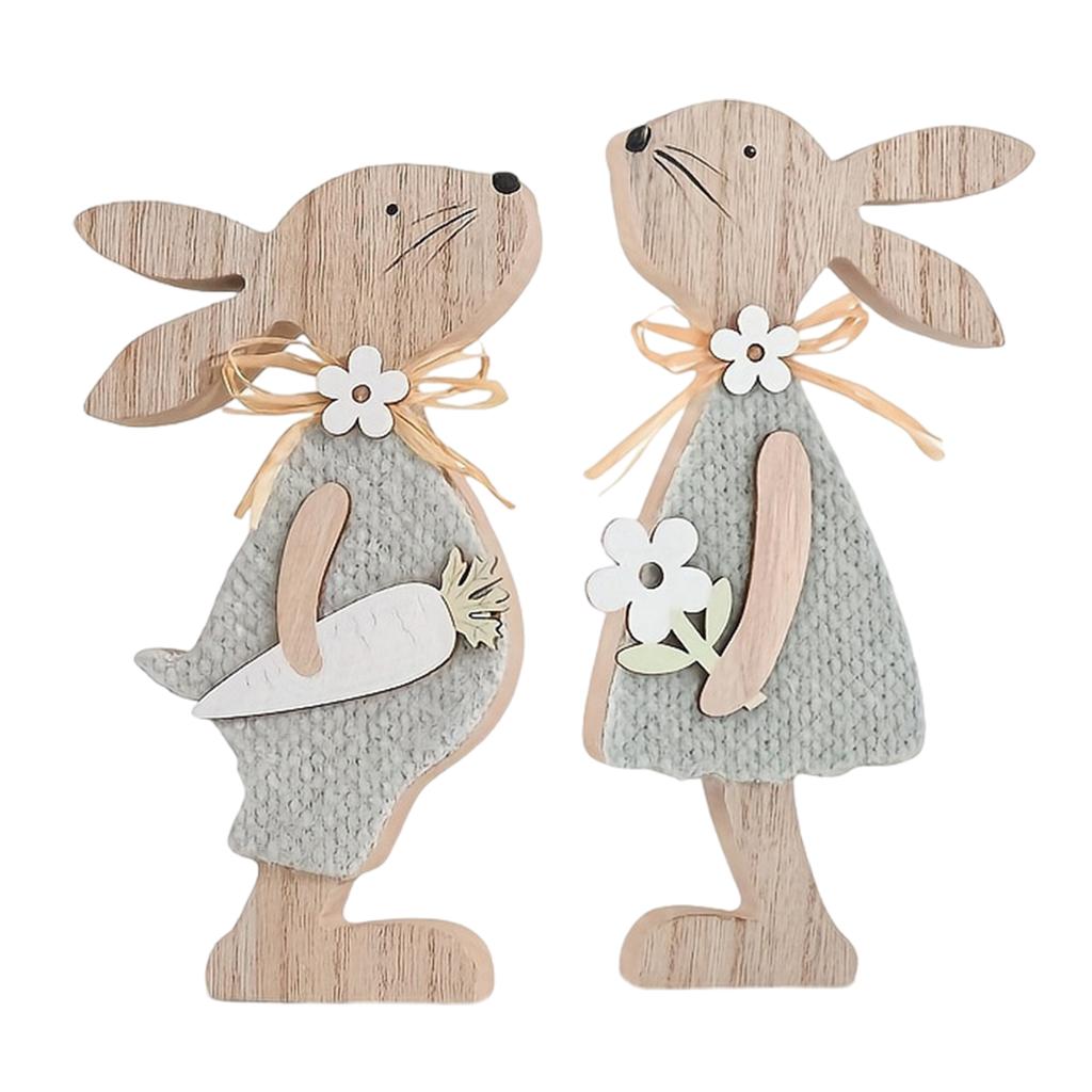 Easter Wooden Bunny Desktop Ornaments Charming Rabbit Ornaments for Parties and Celebrations