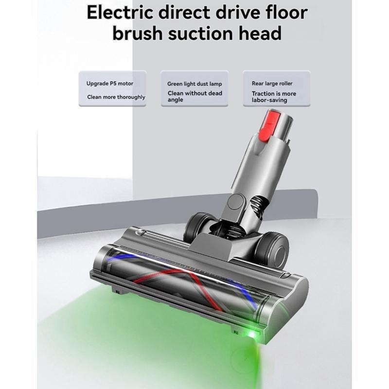 Vacuum Attachment For Dyson V10 Slim V12 Slim Floor Soft Roller Brush Head With LED Dust Lights For Hardwood Floor