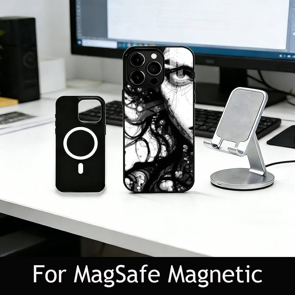 Line art Phone Case For iPhone17,16,15,14,13,12,11 Plus,Pro Magnetic For Magsafe Wireless Charging