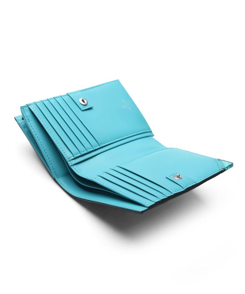 Lanvin en Bleu Aqua Men's Semi-Long Wallet with Coin Pocket, Cowhide Leather, No. 513623, Green