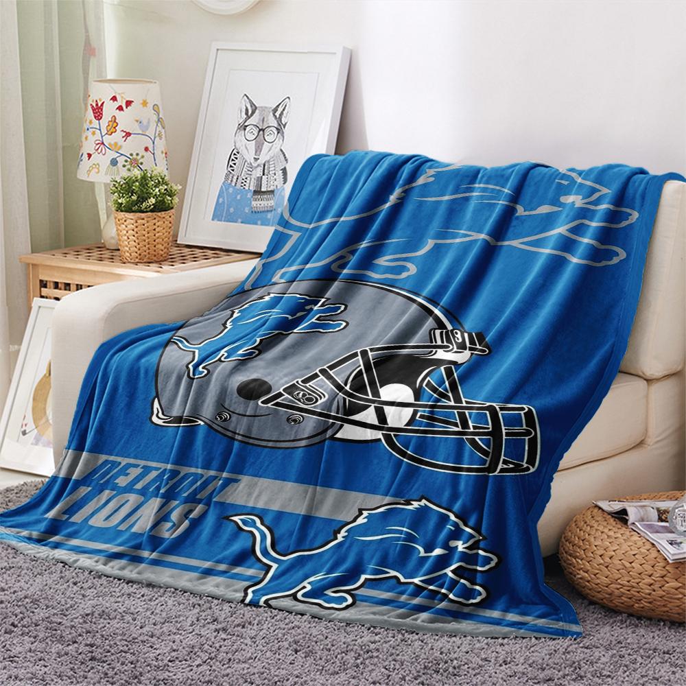 Coperta in Flanella Stampata Detroit Lions, Alta Qualità, Confortevole per Tutte le Stagioni, Arredamento per la Casa, Calore e Comfort, Perfetta per Regali di Natale