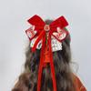 New Year Cute Pompom Kids Hair Clips Winter Plush Hairpins Braid Accessory Red Bow Princess Girl Headwear New Year Gift For Kids
