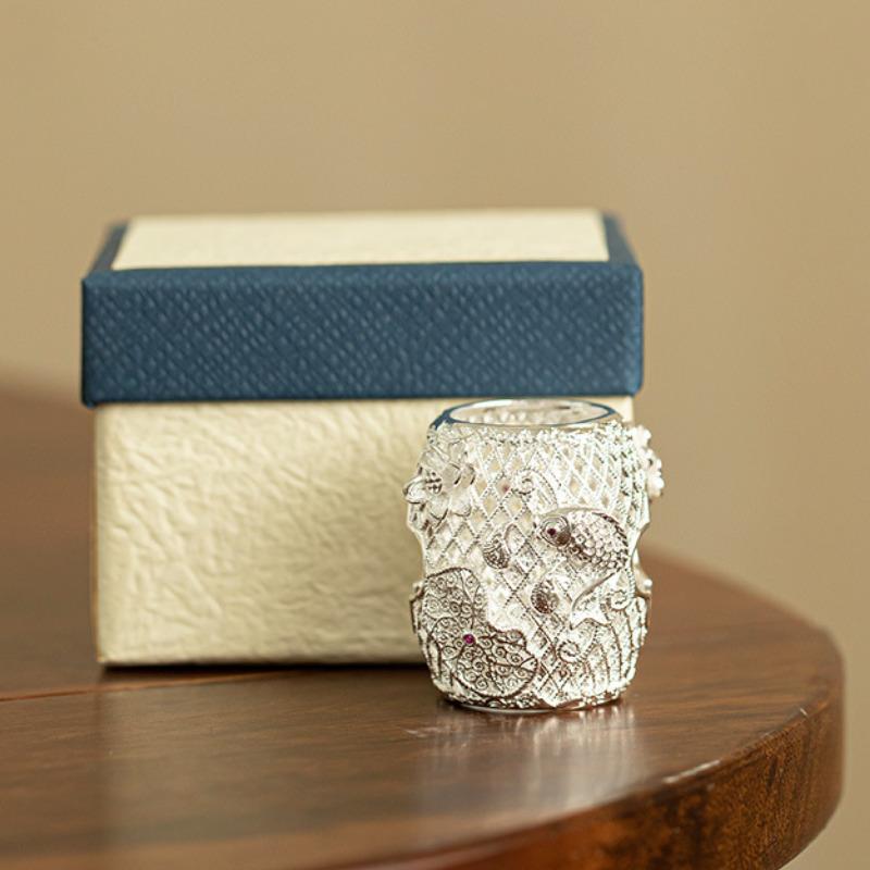 

Handmade Hollowed Out Cooperized Silver Teapot Cover Holder Luxury Cover Frame Lid Bracket Zisha Pot Lid Shelf For Tea Supplies