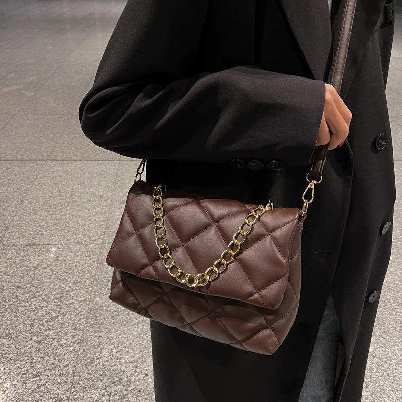 Yogodlns текстура ромб однотонная сумка через плечо с клапаном для женщин цепочки декоры — фото 6