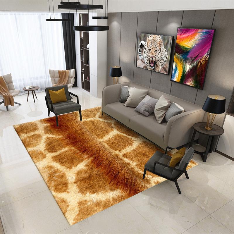 Imitation Fur Pattern Carpet 3D Printing Animals Bedroom Full of Tea Table Blanket Simple Bedside Carpet Customized Floor Mat