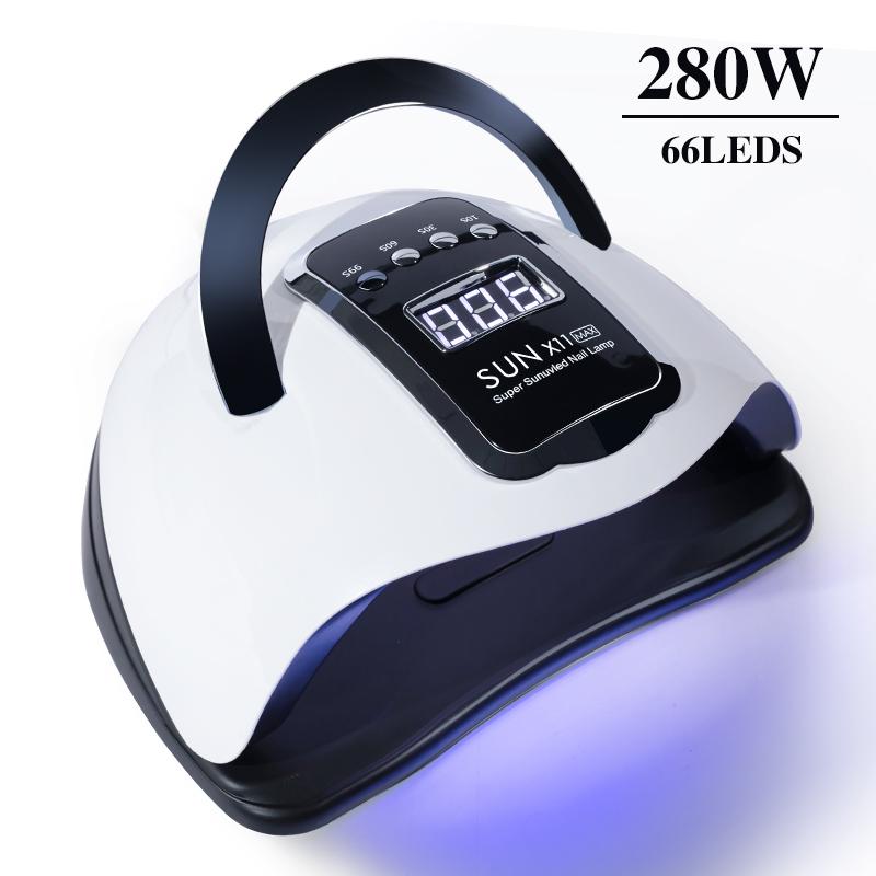

Лампа для маникюра 280 Вт, сушилка для гель-лака с большим сенсорным ЖК-дисплеем 66 светодиодов, умная сушилка для ногтей EU белый