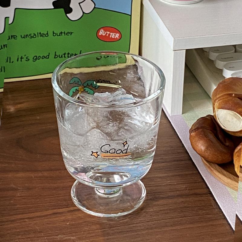 Ins Cute Cartoon Summer Coconut Tree Cat Goblet, Niche Simple Milk Cup Dessert Cup In The Ancient Style