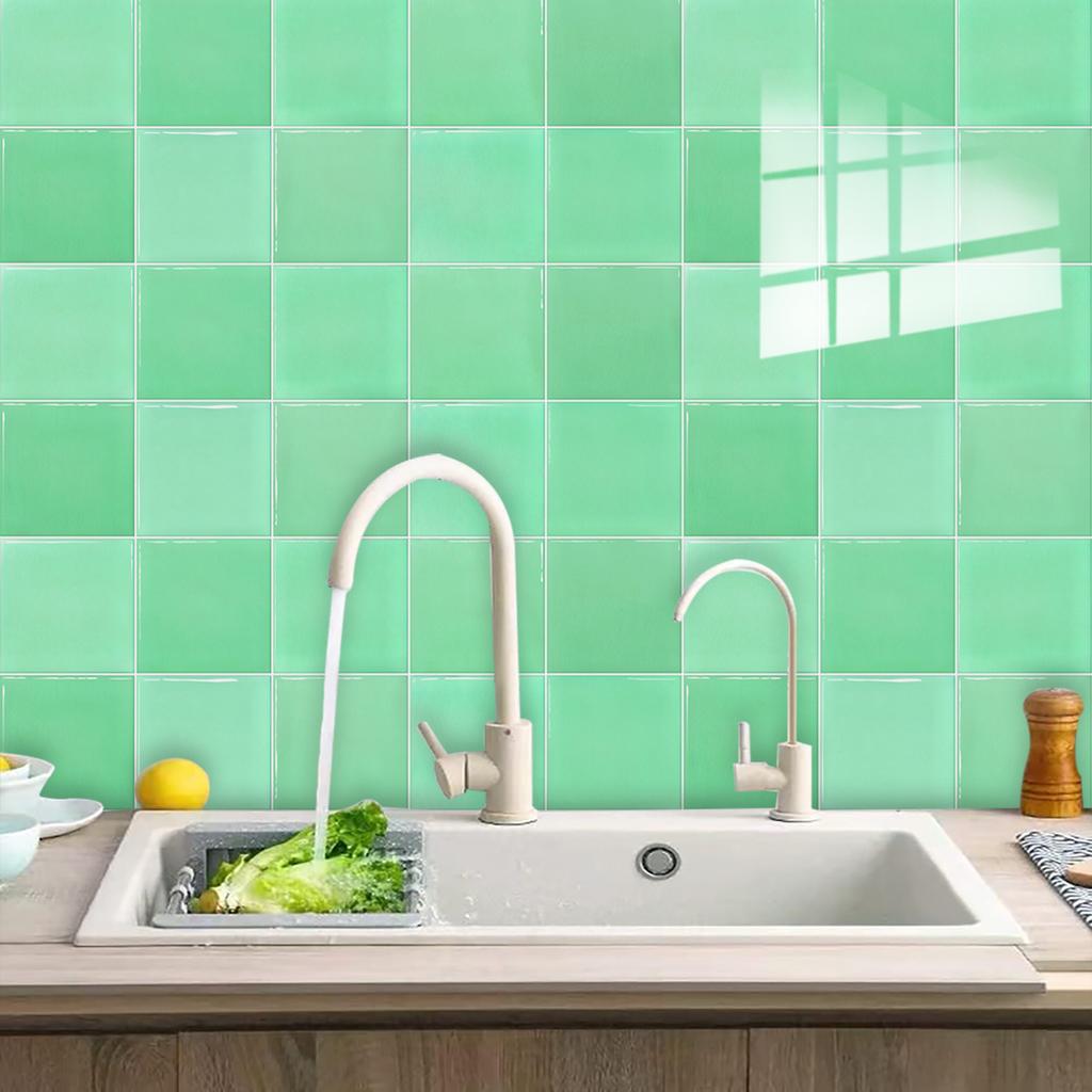 10Pcs Modern Macaron Color Tile Stickers - Waterproof Self-Adhesive PVC Wall Decals - Glossy Crystal Surface Mural for Kitchen Bathroom DIY Decor