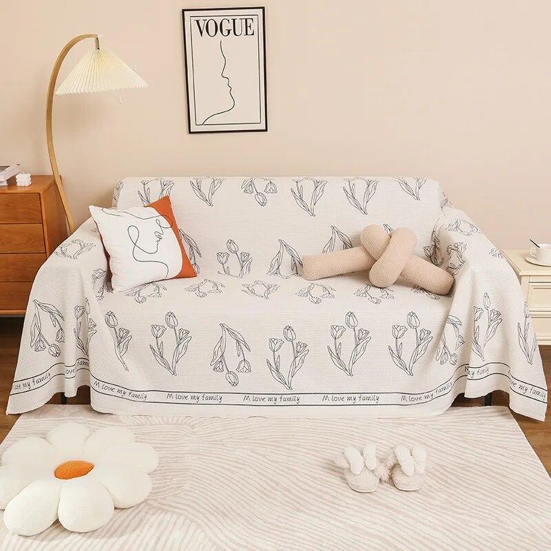 

Хлопково-льняной чехол для дивана с принтом, полное покрытие, четырехсезонный универсальный чехол для дивана, анти-кошачье царапины, диванное полотенце, противоскользящее диванное полотенце 180x130cm 1pcs