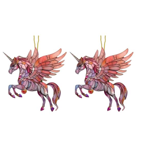 

2Pcs Horse Pendant 2D Acrylic Animal Charm Christmas Tree Door Window Wall Hanging Ornament Automotive Decoration B