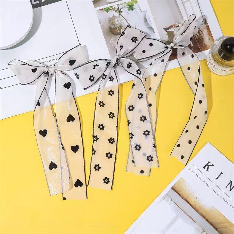 Bow Webbing Korean Flocking Yarn,10 Yards Width 4cm Polka Dot Snow Yarn Flower Packaging Baking Gift Straps Hair Accessories DIY