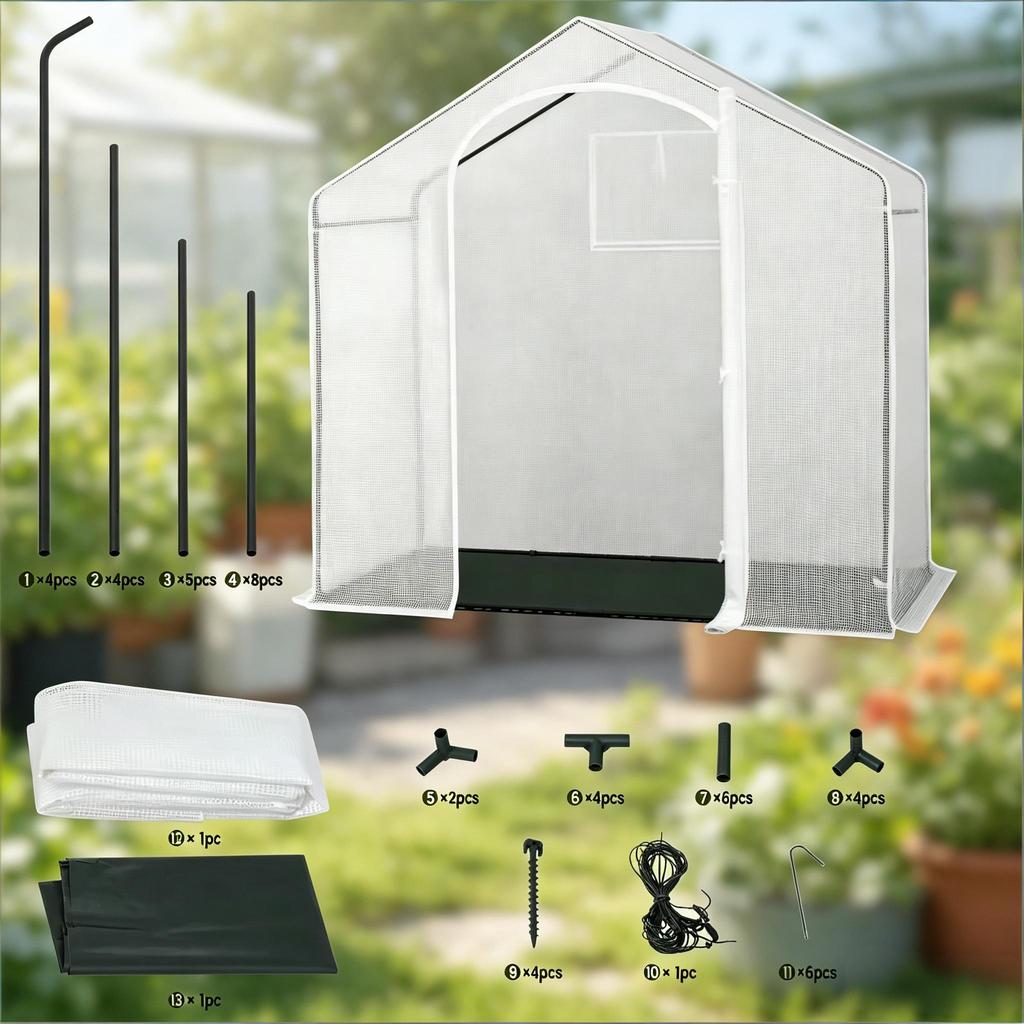 Serre de Patio, Serre avec Porte Zippée en Arche Enroulable, Tente d'Hivernage pour Plantes, Serre d'Extérieur