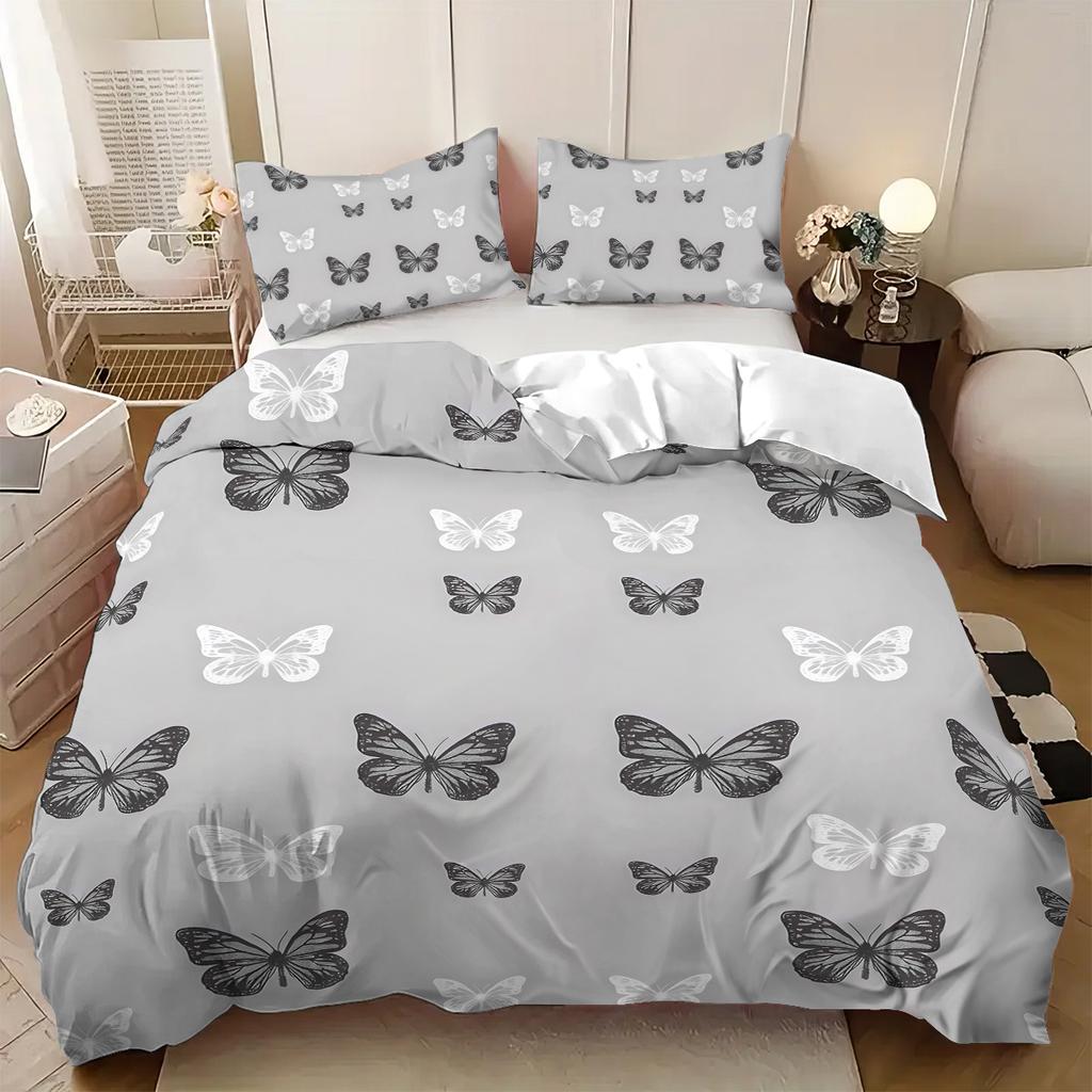 3pcs Butterfly pattern bedding set, 1 quilt cover+2 pillowcase, soft and fashionable home decoration for girls and women bedroom