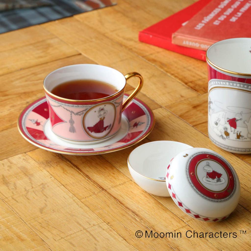 Noritake Cup Saucer both coffee and Moominvalley Summer Bone & (for tea), 245cc, Moomin, Festival, Red, China, TG93686/N-092L