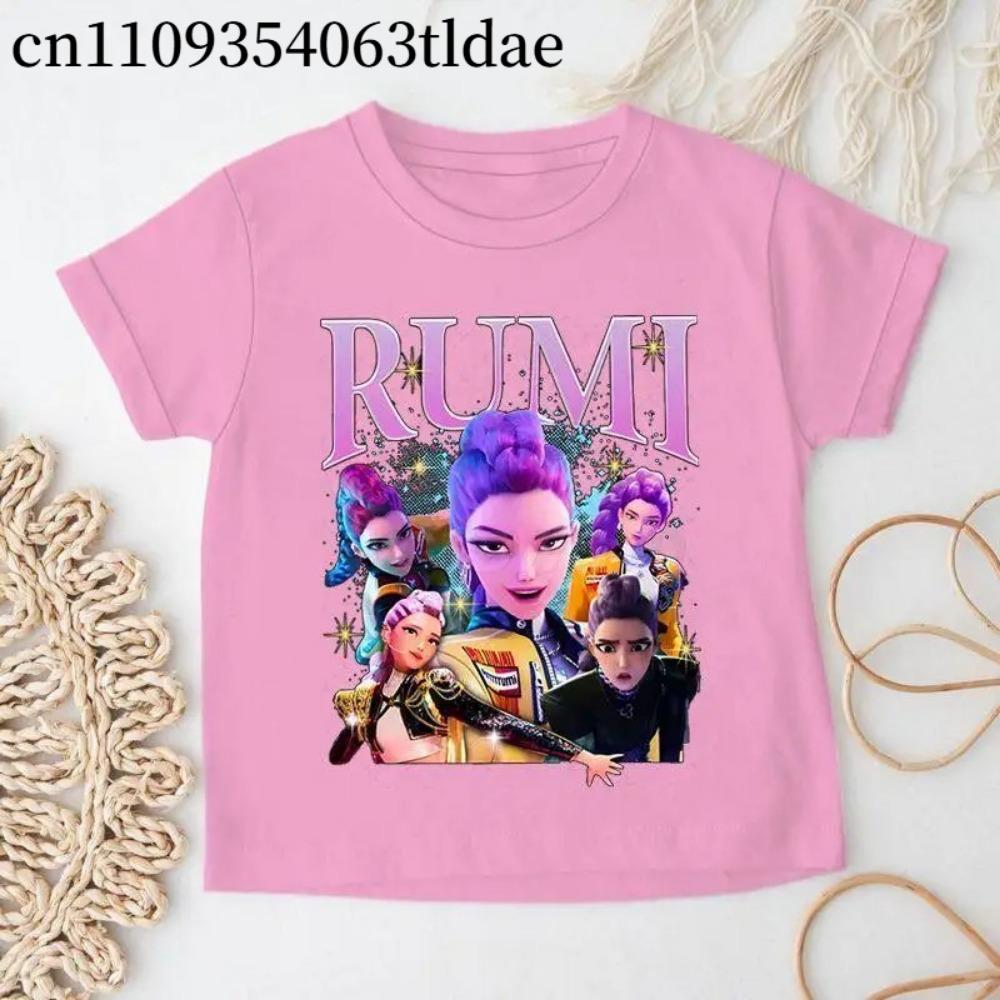 Children's T-shirt-Demon Hunting-Kpop Demon Hunting Girl Group Printing Summer Casual Short-sleeved for Men, Women and Children