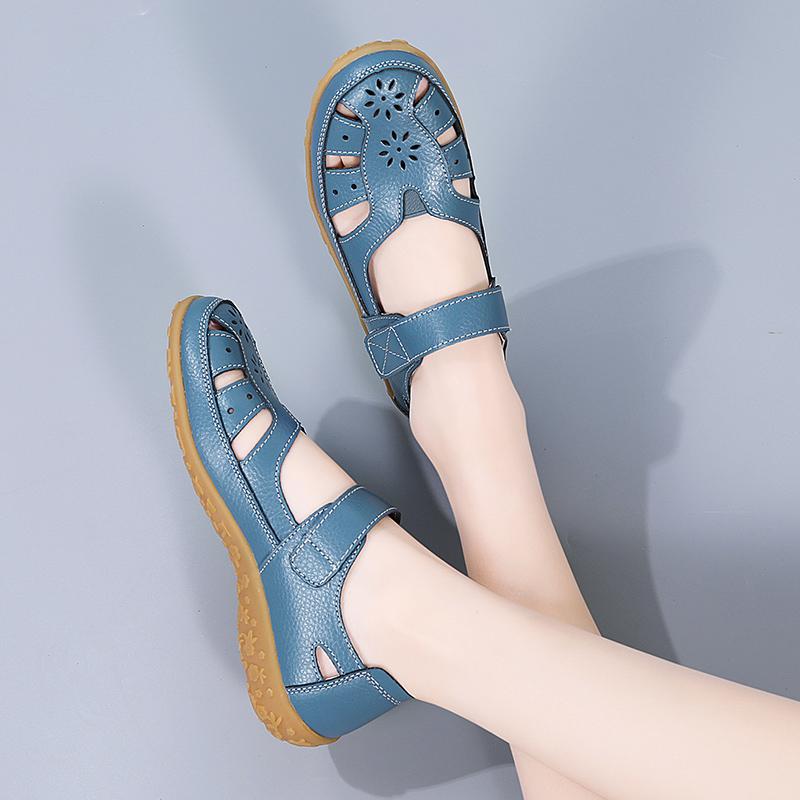 35-41Damen Sommer Übergröße Modische Lochschuhe Lässige Damenschuhe Flache Schuhe Sandalen