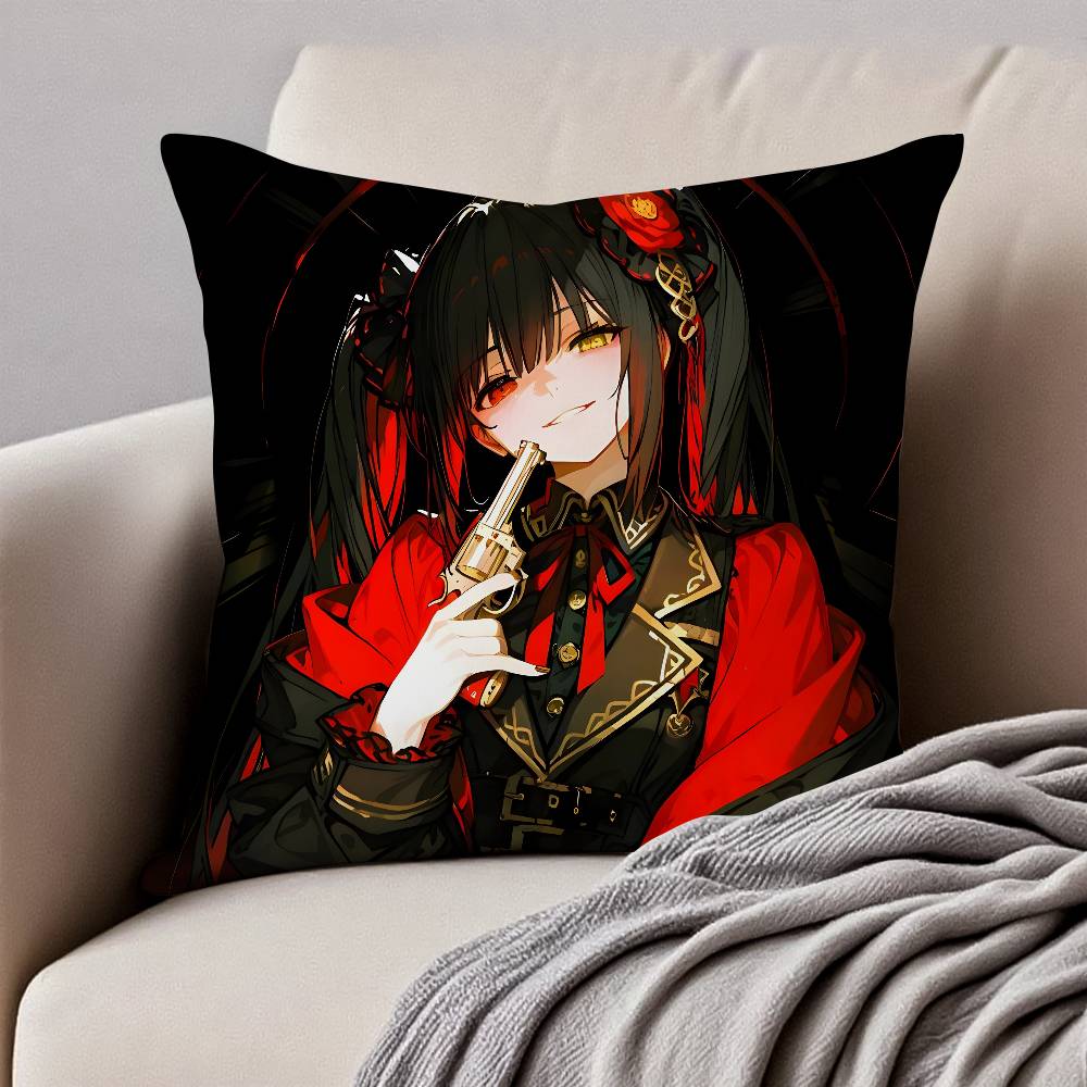 Tokisaki Kurumi Date A Live Pillow Case Anti-dustmite Pillowcase Invisible Zipper Silky Short Plush Sofa Cushion Cover