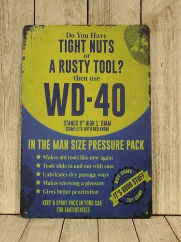 

Tin Sign Tight Nuts Rusty Tool Rustic Vintage Style Funny WD40 97 aluminum 20x30cm