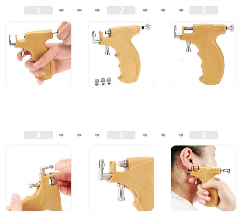 Stainless Steel Ear Piercing Gun with Cartilage Stud Earring Set