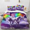Cartoon Unicorn Duvet Cover Floral Bedding Set Microfiber Flying Horse Comforter Cover Full Queen For Boys Girls Bedroom Decor