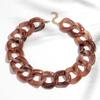 Vintage Square Chain Choker Necklace for Women Punk Fashion Big Resin Leopard Chunky Link Chain Collar Statement Jewelry Bijoux