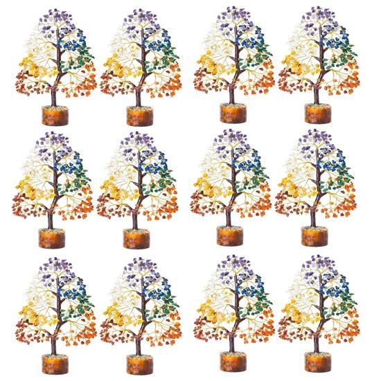 

Набор из 12 семи хрустальных деревьев чакры для декора домашнего офиса, хрустальное дерево чакры, хрустальное дерево бонсай, дерево фэн-шуй, исцеляющий кристалл Рейки