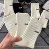 5/10 Pairs Men Letter Printed Solid Color Mid Tube Socks Sweat Absorbing Breathable Soft Comfortable Couple Casual Socks