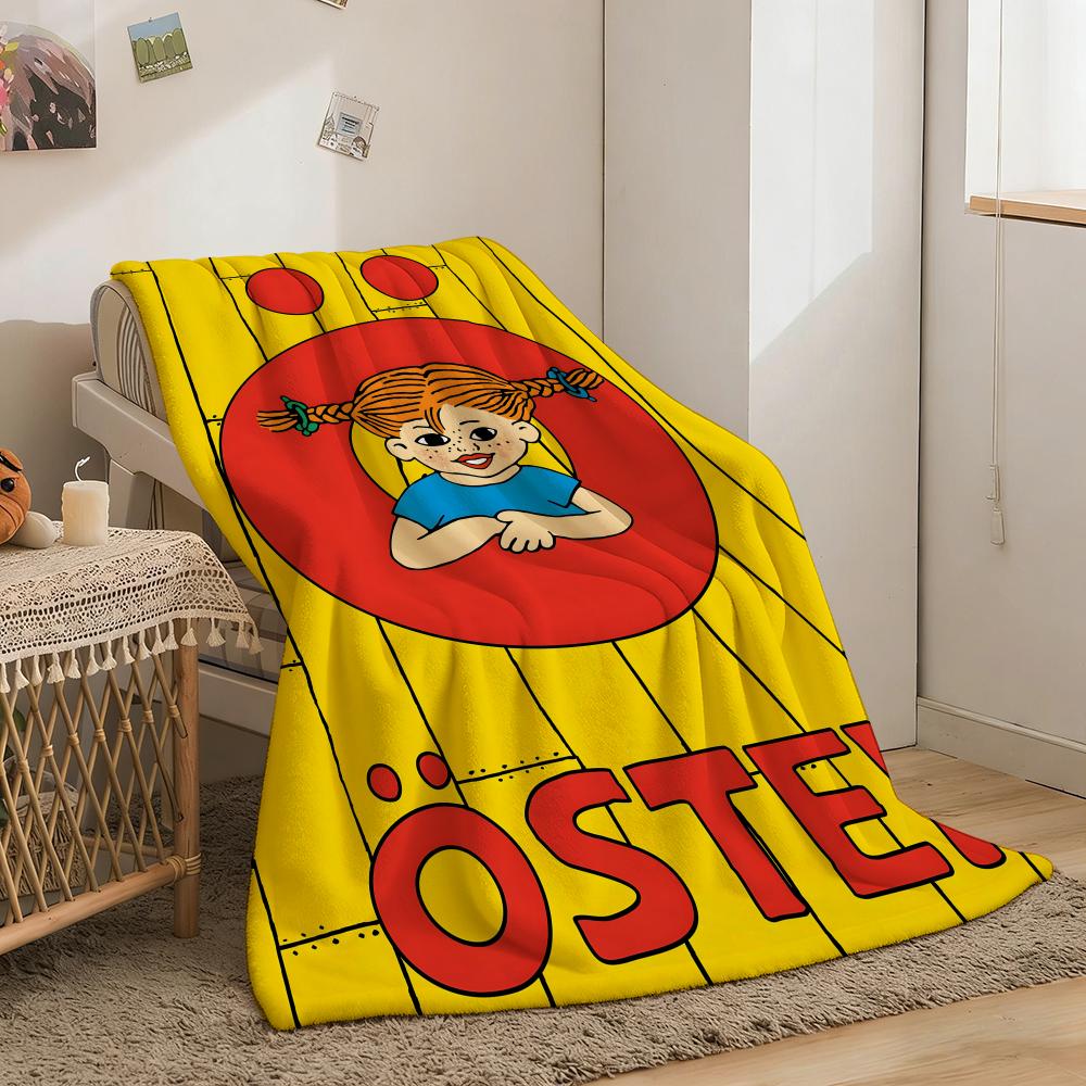 Animation P-Pippi L-Langstrumpf Werfen Weiche Gemütliche Flanell-Kuscheldecke für Sofa Schlafzimmer und Mehr
