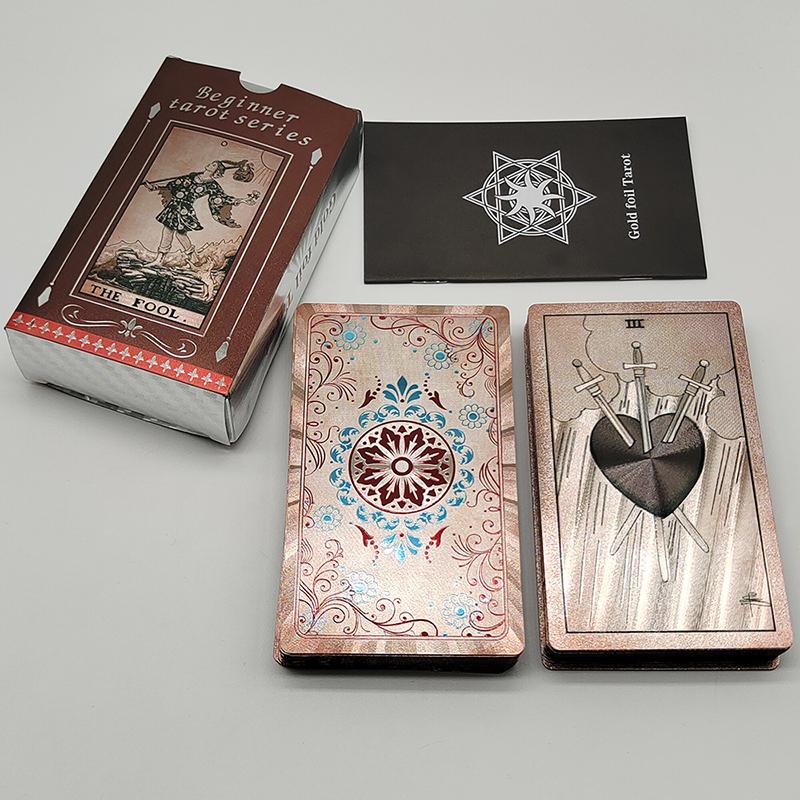 The New Knight Laser Gold Foil Tarot Board Game Set Hot Stamping Luxury PVC Waterproof Wear-resistant Divination Cards