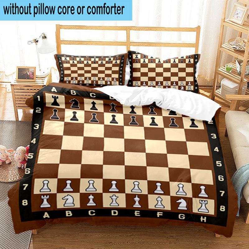 Chess Opening Strategy 3pcs Bedding,Including 1pc Duvet Cover And 2pcs Pillowcases Perfect for Christmas,Ideal for Bedroom, Dormitory
