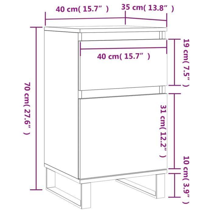 VidaXL Buffets 2 pcs chêne fumé 40x35x70 cm bois d'ingénierie 831175