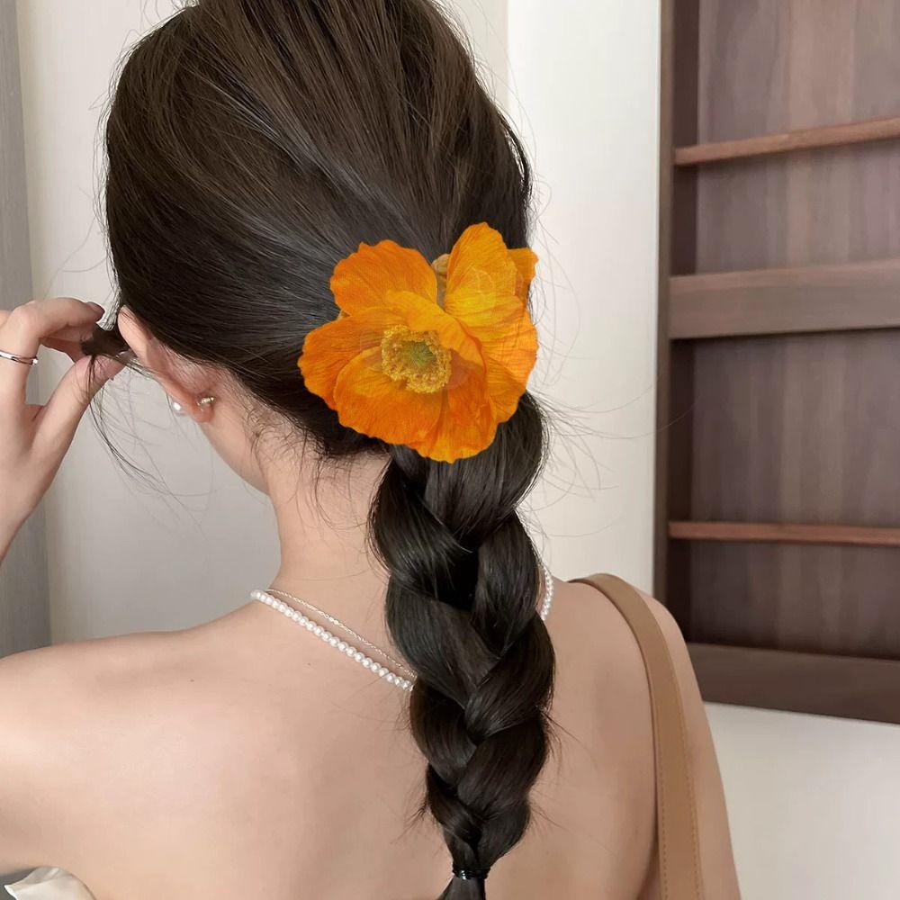 Ponytail Holder Flower Hair Tie Cloth Elastic Hair Band Large Intestine Hair Ring Daily
