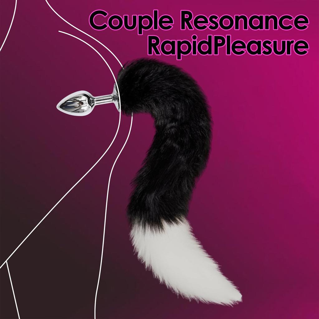 Anal Plug with Tail Fox Mask Metal Anus Bead Butt Sexy Adult Whip Stimulator Sex Toys for Tail Anal Plug Party Cosplay SM Game