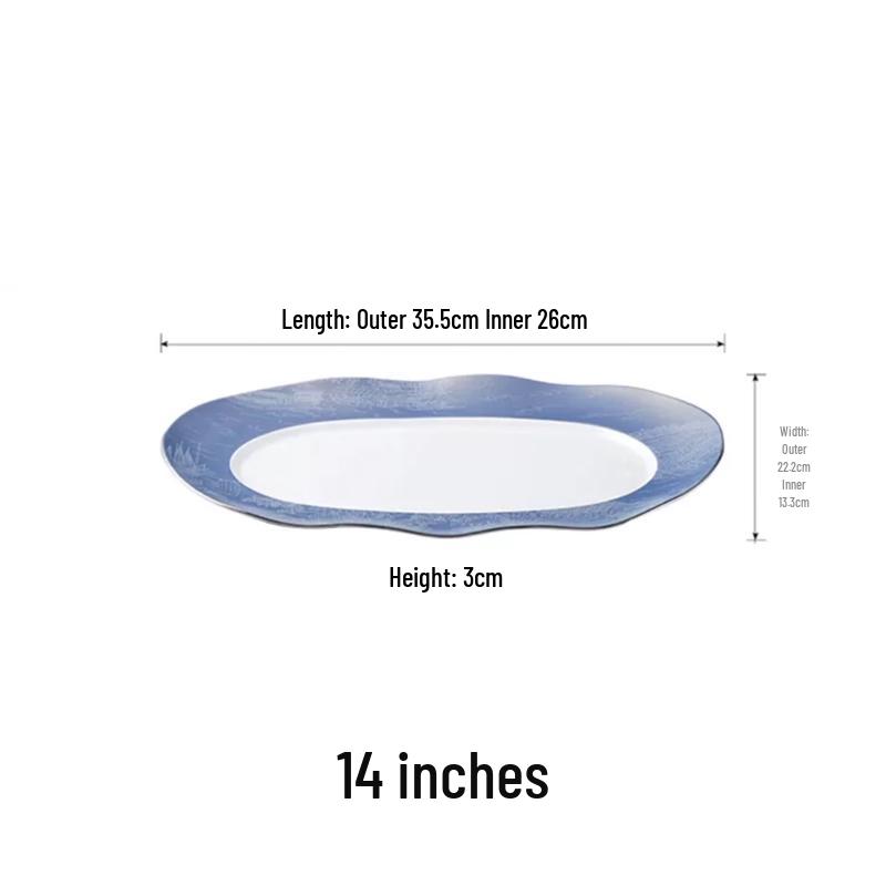 Nordic Style Ceramic Wave Oval Serving Platter