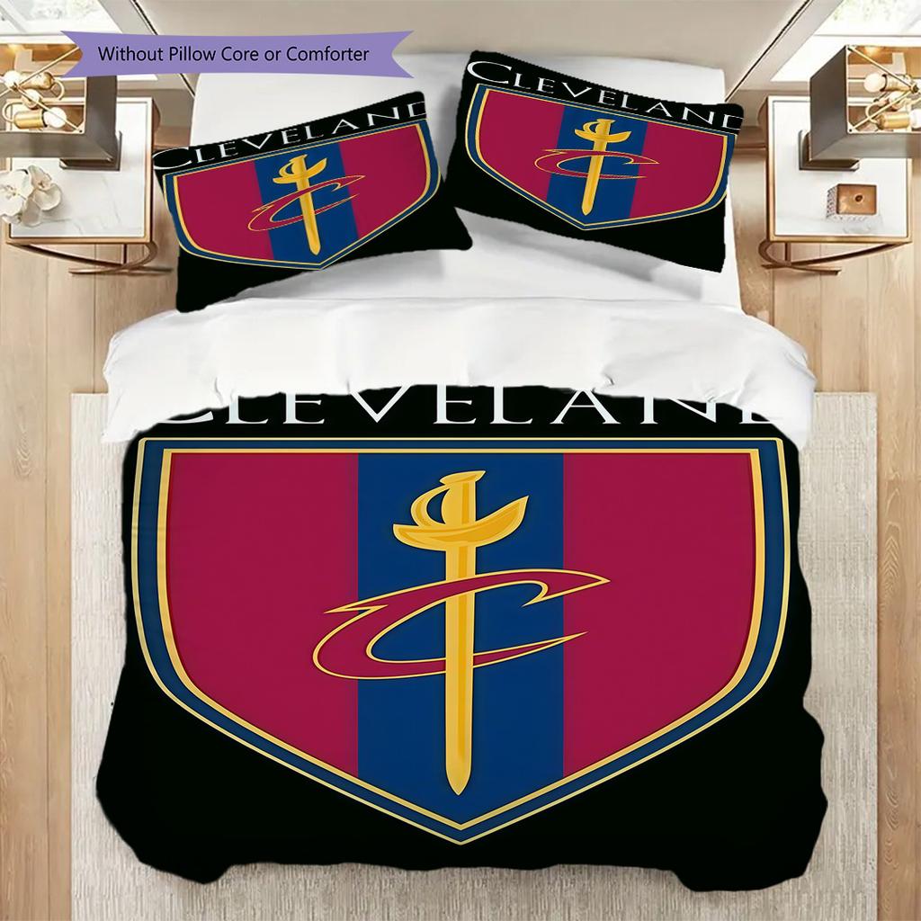 Cleveland Cavaliers Logo Bedding(1 * Duvet Cover + 2 * Pillowcase, Without Core) Soft and Comfortable Christmas Birthday Gift