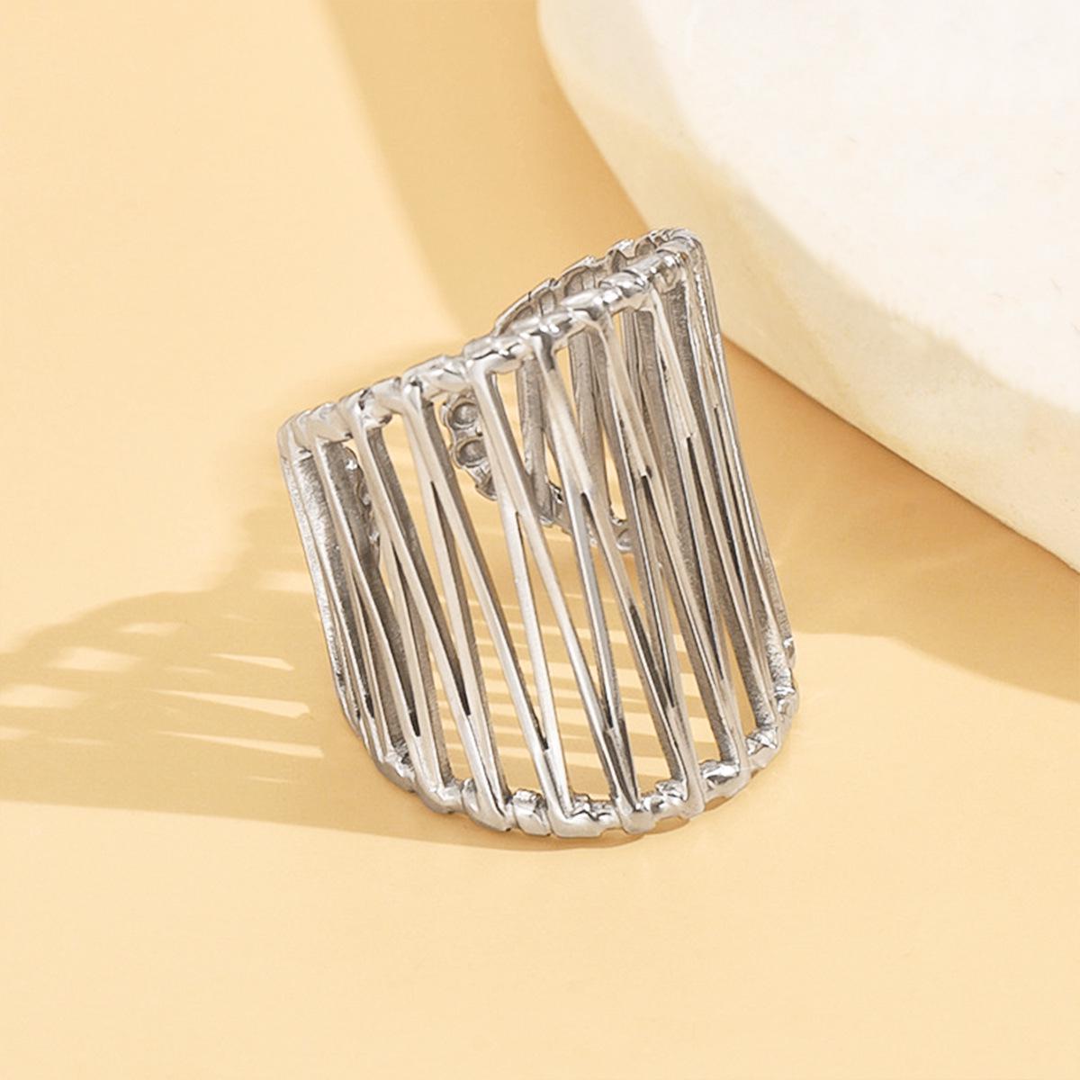 18K Gold Plated Stainless Steel Geometric Open Ring
