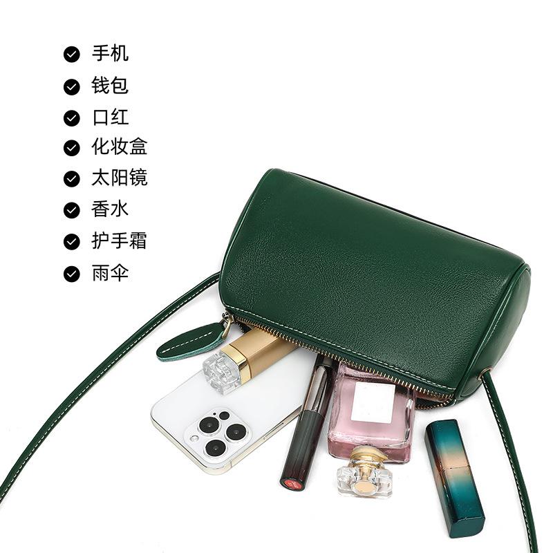 Bags New women's bags Leather small bags Shoulder messenger bags Fashion versatile pillow bags Cylinder bags