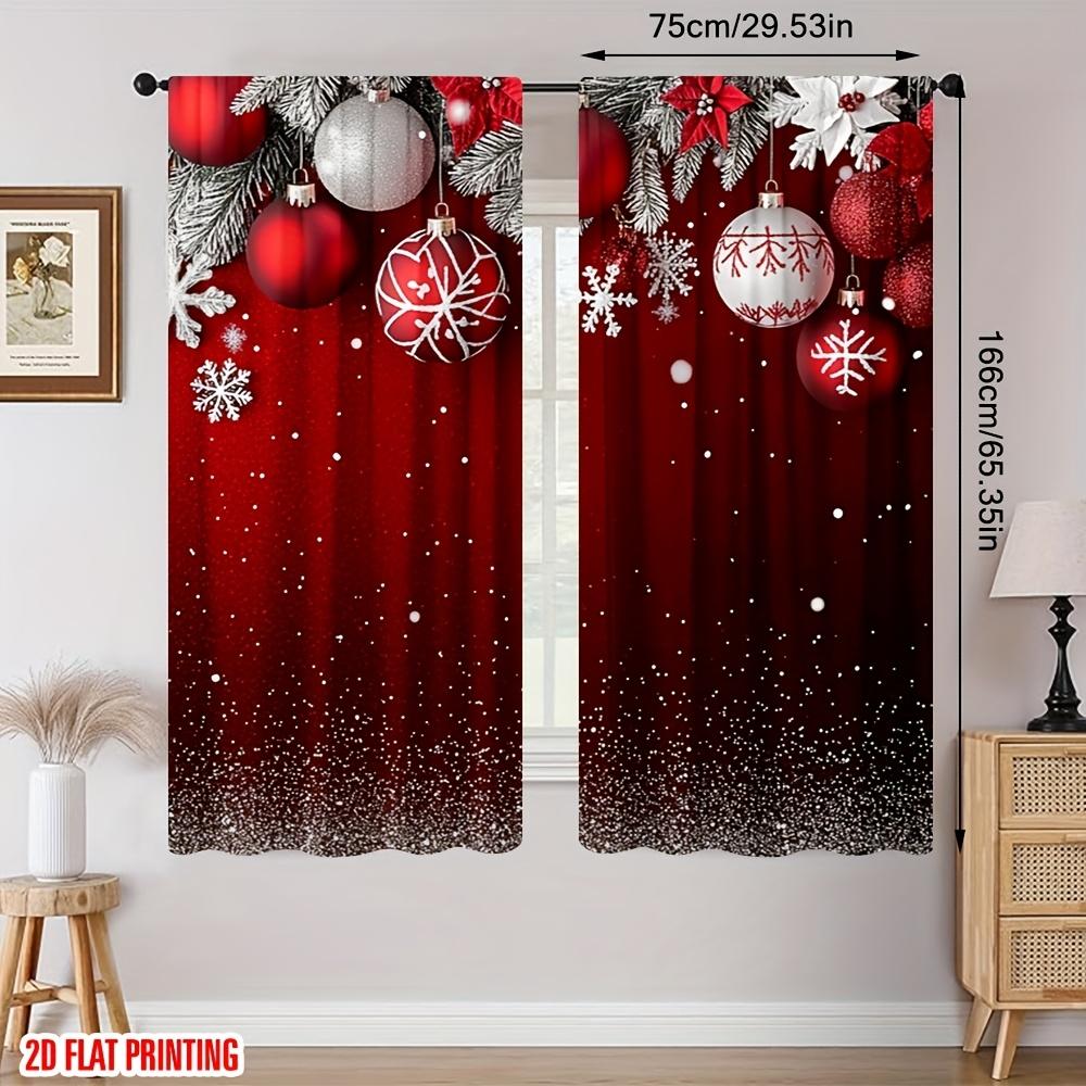 Set Of 2 Cute Winter Family Christmas Curtains Flat Print Funny Holiday Decor Living Room Bedroom Kitchen Bathroom Curtain For Made Polyester