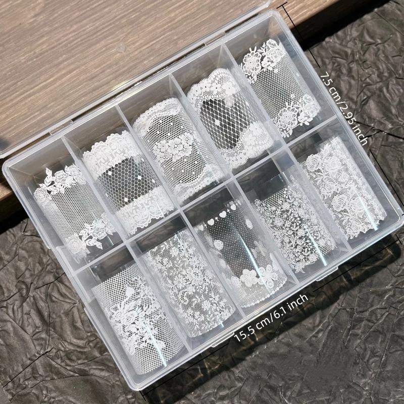 10 Rolls Sexy Lace Flower Nail Foils For Transfer Paper Sliders Floral Stickers Nail Art Decorations Manicure Decals
