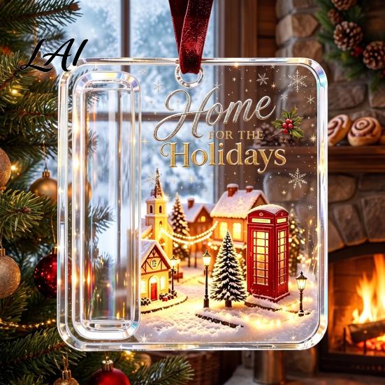 Unique Holiday Gift for Family Christmas Acrylic Money Holder Ornament Cash Hanging Decor with Stocking Stuffer Festive Pattern Tree Pendant