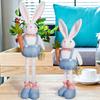 Easter Bunny Plush Toy with Extendable Legs and Carrot Basket Ornament