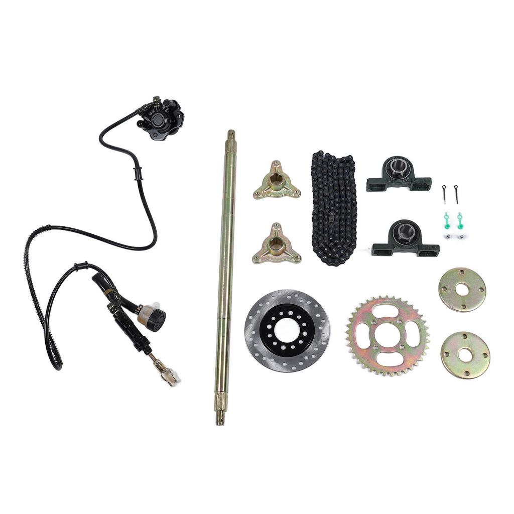 600mm Go Kart Rear Live Axle Kit with Brake Assembly Chain for 50cc 70cc 90cc ATV Quad Bike Drift Trike