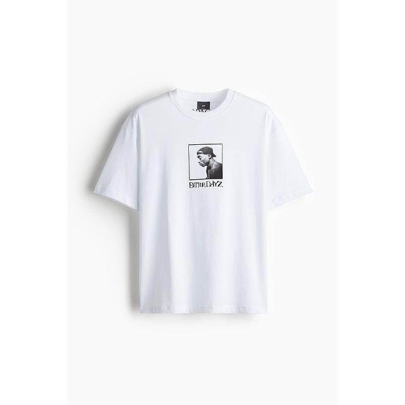 

HM Men s Clothing Women s t-shirt Summer Print COUPLE S American round Neck Loose Drop Shoulder Short sleeve Top 0972640 White 165/84(XS)