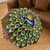 1PC Peacock FeatherAutomatic Open/Close Umbrella with Windproof, 8-Rib Sturdy Canopy, Durable Ribs, Fashionable Design, Outdoor Accessory, Fun Prin, H