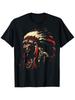 Herren Retro Indianer Kopfschmuck T-Shirt - 100% Baumwolle Weich Atmungsaktiv