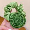 Korean Women Rose Elastic Hair Bands Hair Scrunchies Big Flower Satin Hair Rope Charm Horsetail Gentle Hair Accessories