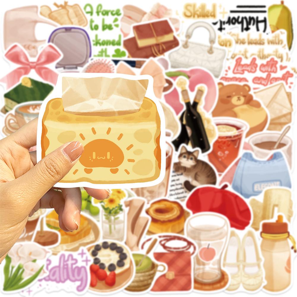 10/30/50pcs INS Style Cute Refined Life Cartoon Stickers Aesthetic Graffiti Skateboard Luggage Waterproof Kawaii Sticker Gifts