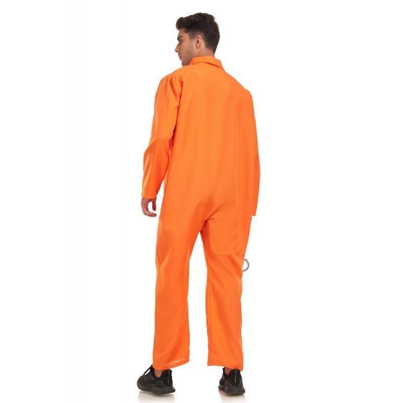 Halloween Men's Adult Orange Prisoner Party Costume Onesie Uniform Suit Firefighter Suit