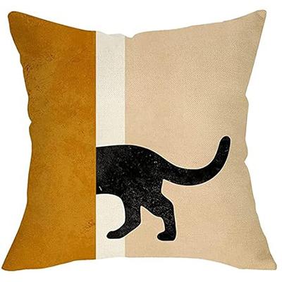 Bohemian Abstract Cat Plant Sunset Decoration Pillow Case, Minimalist Art Modern Sofa Sofa Cushion Cover Home Decoration